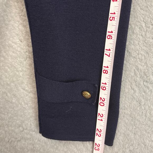 Vintage Jaeger Womens Wool Sweater Coat Double Breasted Gold Buttons Navy Sz M - Picture 5 of 7